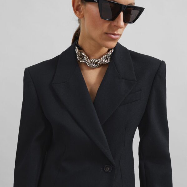 The Frankie Shop Morrison Crossover Blazer - Black - Oversized Minimalist Jackets in Black - Shop at Coveti