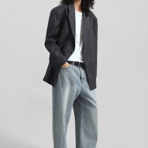The Frankie Shop Morston Jeans - Light Wash - Oversized Minimalist Pants in Blue - Shop at Coveti