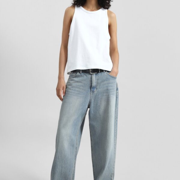 The Frankie Shop Morston Jeans - Light Wash - Oversized Minimalist Pants in Blue - Shop at Coveti