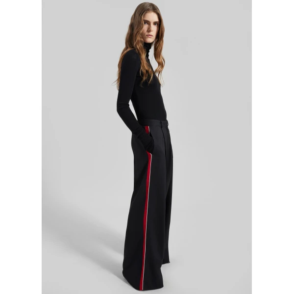 The Frankie Shop Nairn Contrast Stripe Pants – Black, view 2