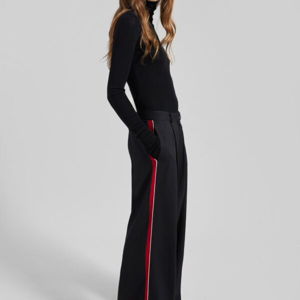 The Frankie Shop Nairn Contrast Stripe Pants - Black - Oversized Minimalist Pants in Black - Shop at Coveti