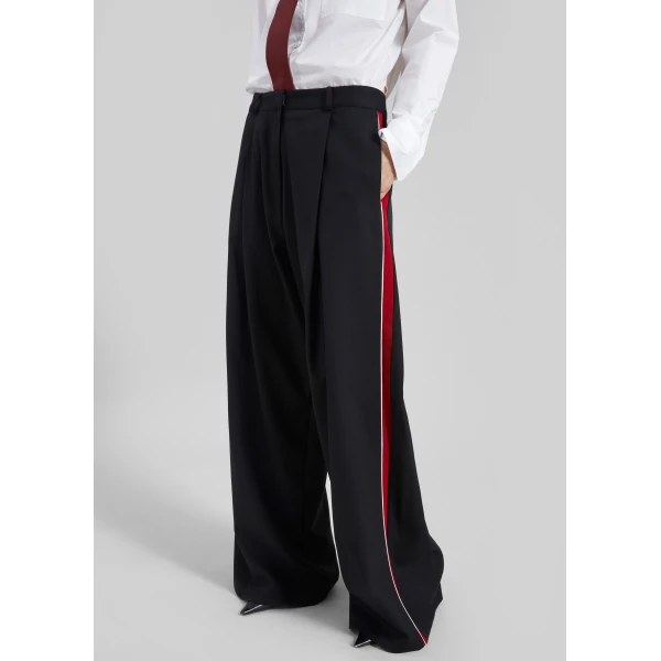 The Frankie Shop Nairn Contrast Stripe Pants – Black, view 3