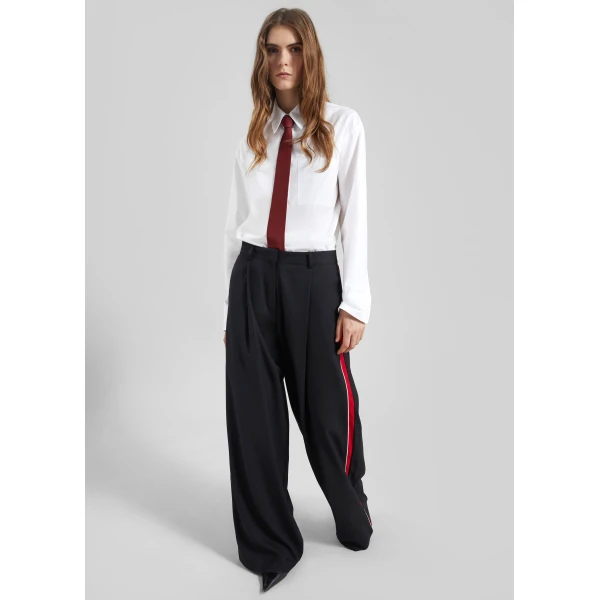 The Frankie Shop Nairn Contrast Stripe Pants – Black, view 4
