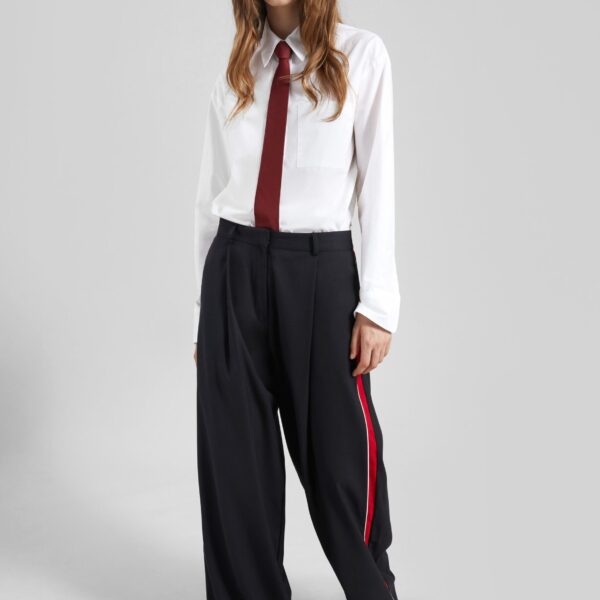 The Frankie Shop Nairn Contrast Stripe Pants - Black - Oversized Minimalist Pants in Black - Shop at Coveti