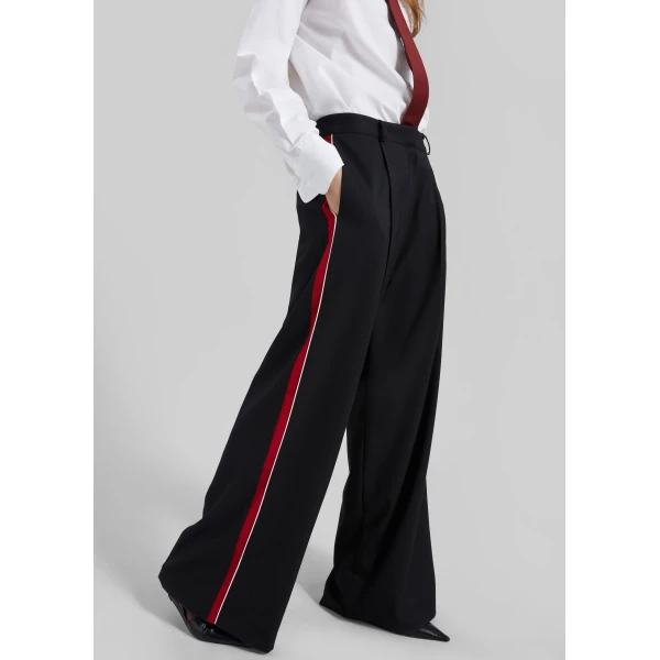 The Frankie Shop Nairn Contrast Stripe Pants – Black, view 5
