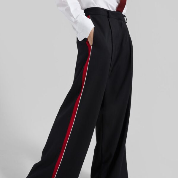 The Frankie Shop Nairn Contrast Stripe Pants - Black - Oversized Minimalist Pants in Black - Shop at Coveti