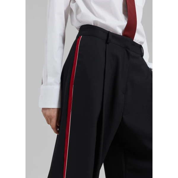 The Frankie Shop Nairn Contrast Stripe Pants – Black, view 6
