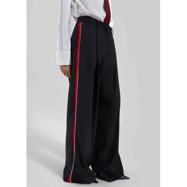 The Frankie Shop Nairn Contrast Stripe Pants – Black, view 7