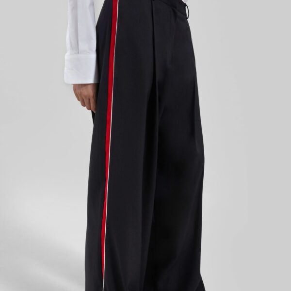 The Frankie Shop Nairn Contrast Stripe Pants - Black - Oversized Minimalist Pants in Black - Shop at Coveti