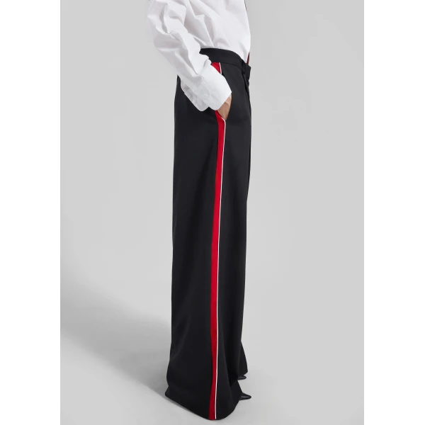 The Frankie Shop Nairn Contrast Stripe Pants – Black, view 8