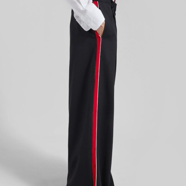 The Frankie Shop Nairn Contrast Stripe Pants - Black - Oversized Minimalist Pants in Black - Shop at Coveti