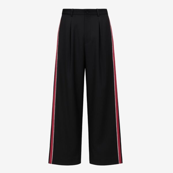 The Frankie Shop Nairn Contrast Stripe Pants - Black - Oversized Minimalist Pants in Black - Shop at Coveti