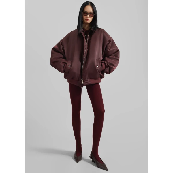 The Frankie Shop Nalden Padded Bomber Jacket – Burgundy, view 2