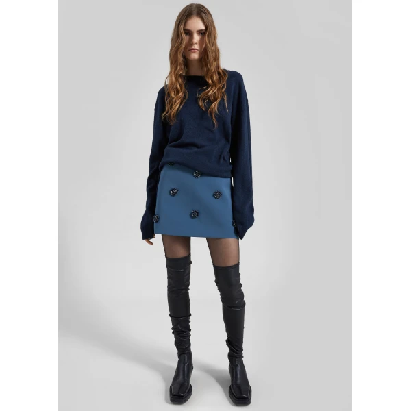 The Frankie Shop Nancy Embellished Mini Skirt – Blue, view 2