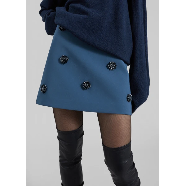 The Frankie Shop Nancy Embellished Mini Skirt – Blue, view 3