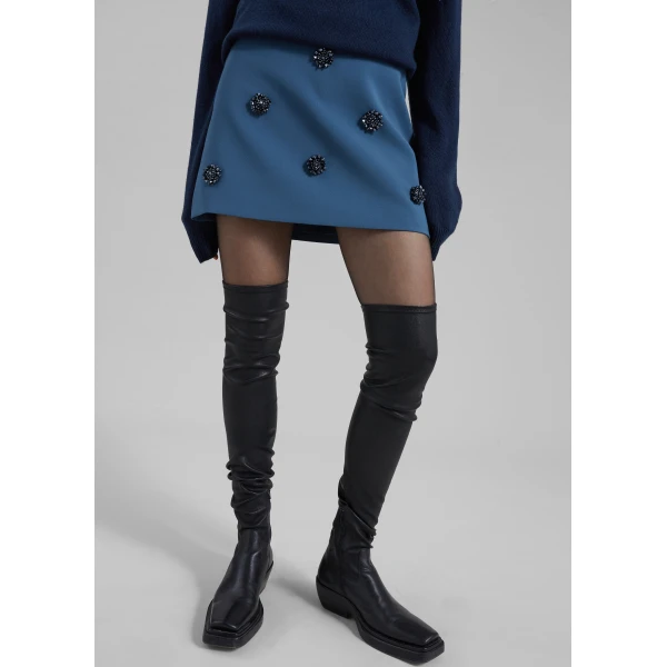 The Frankie Shop Nancy Embellished Mini Skirt – Blue, view 5