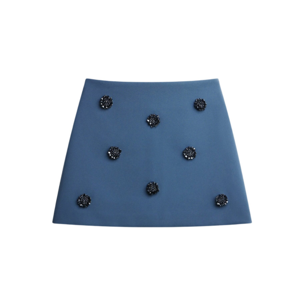 The Frankie Shop Nancy Embellished Mini Skirt - Blue - Oversized Minimalist Skirts in Blue - Shop at Coveti