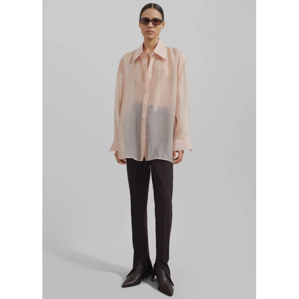 The Frankie Shop Nel Sheer Button Up Shirt – Pink, view 6