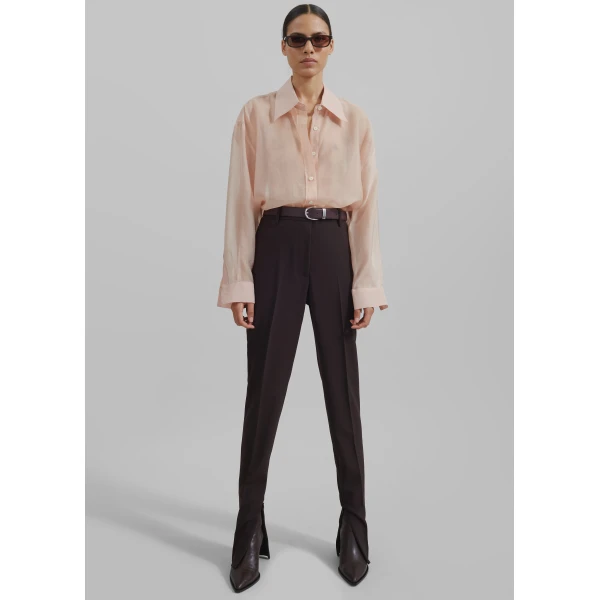 The Frankie Shop Nel Sheer Button Up Shirt – Pink, view 7