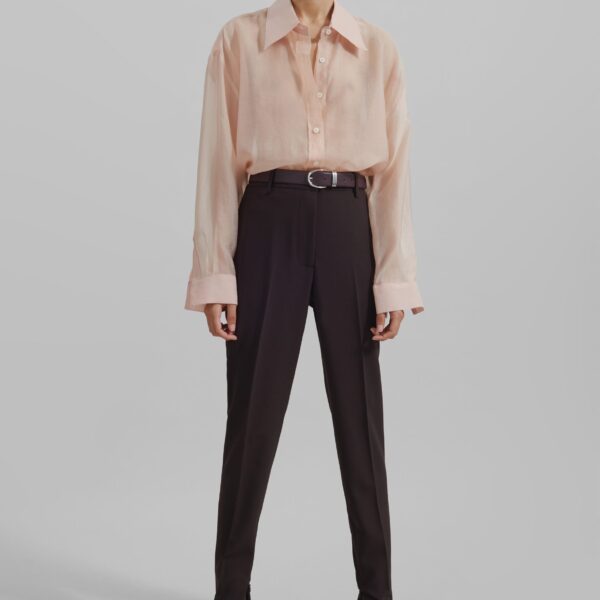 The Frankie Shop Nel Sheer Button Up Shirt - Pink - Oversized Minimalist Tops in Pink - Shop at Coveti