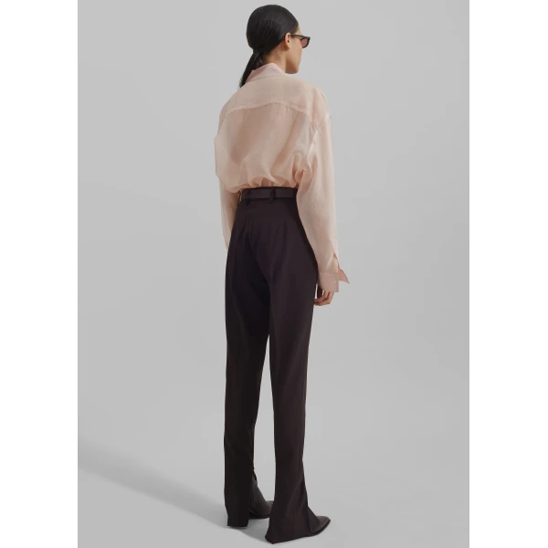 The Frankie Shop Nel Sheer Button Up Shirt – Pink, view 9