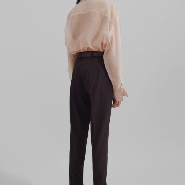 The Frankie Shop Nel Sheer Button Up Shirt - Pink - Oversized Minimalist Tops in Pink - Shop at Coveti