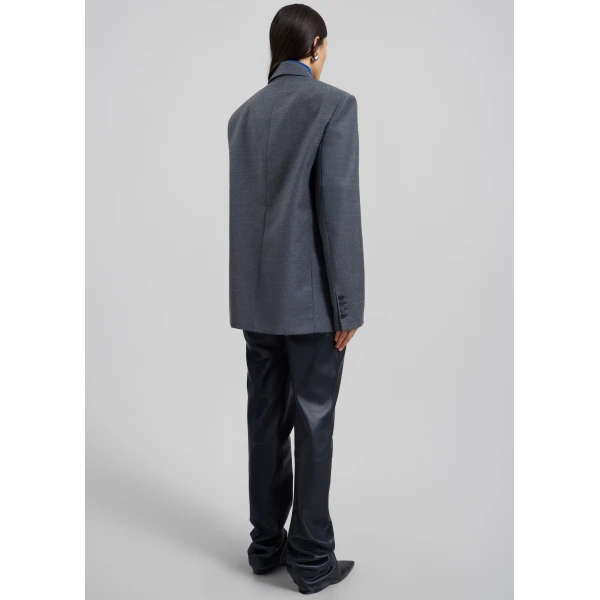 The Frankie Shop Newark Flannel Double Breasted Blazer – Grey Melange, view 9