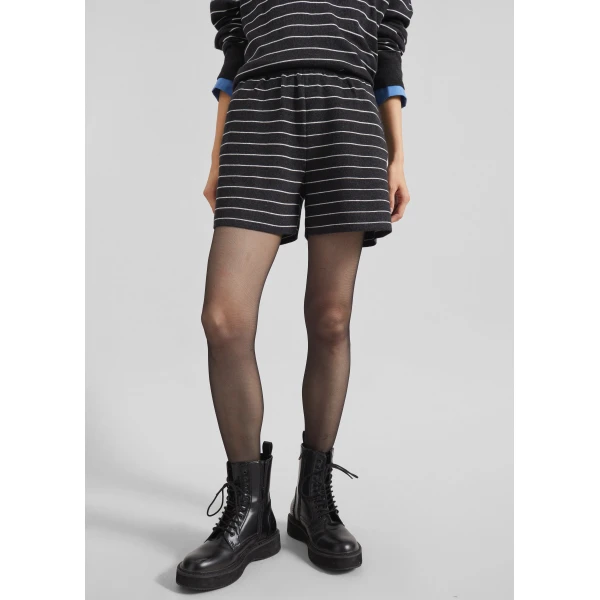 The Frankie Shop Nolma Knit Shorts – Grey/White Stripe, view 3