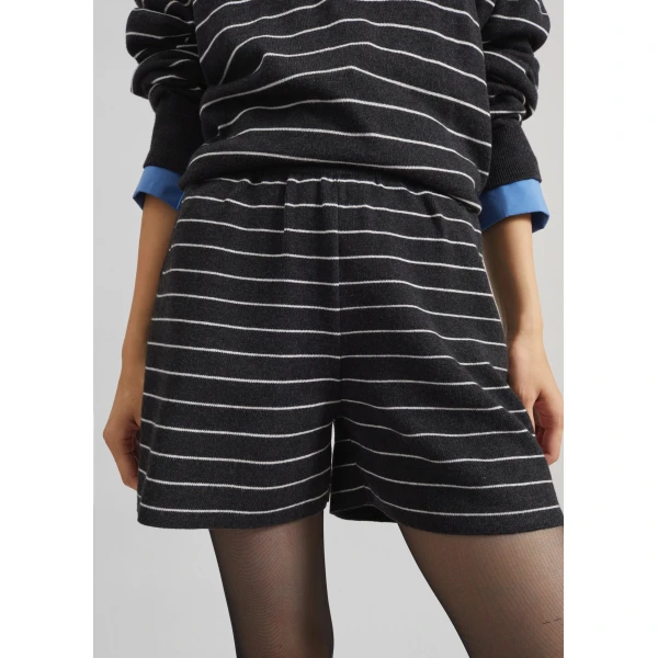 The Frankie Shop Nolma Knit Shorts – Grey/White Stripe, view 4