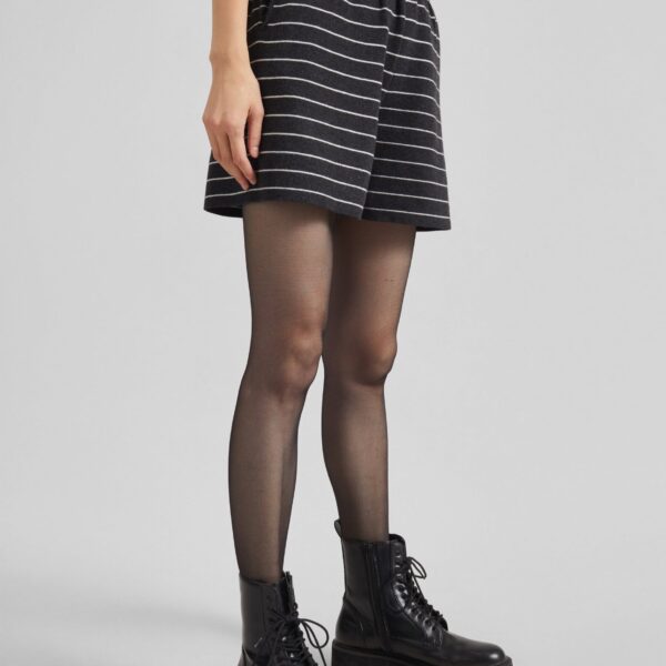 The Frankie Shop Nolma Knit Shorts - Grey/White Stripe - Oversized Minimalist Shorts in Grey - Shop at Coveti