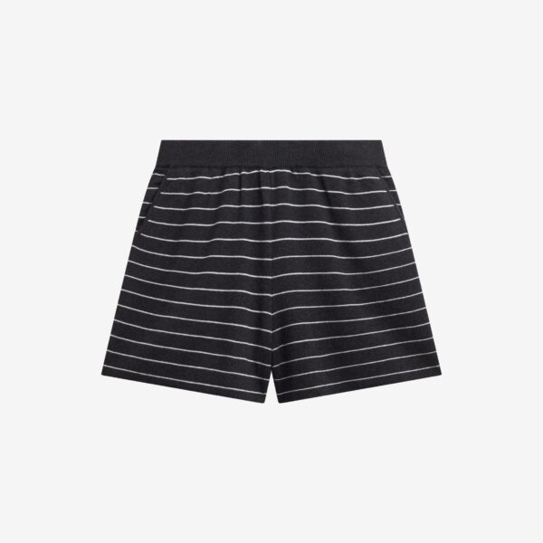 The Frankie Shop Nolma Knit Shorts - Grey/White Stripe - Oversized Minimalist Shorts in Grey - Shop at Coveti