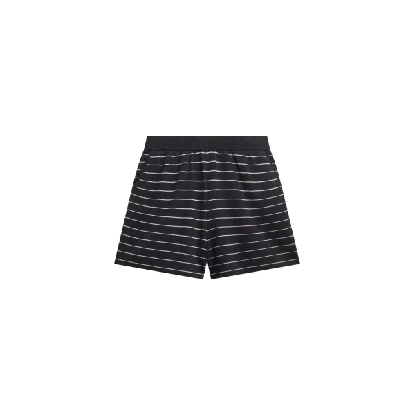 The Frankie Shop Nolma Knit Shorts - Grey/White Stripe - Oversized Minimalist Shorts in Grey - Shop at Coveti