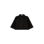 The Frankie Shop Odem Cropped Shirt - Black - Oversized Minimalist Tops in Black - Shop at Coveti