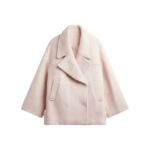 The Frankie Shop Odeone Brushed Wool Peacoat - Faded Pink - Oversized Minimalist Coats in Pink - Shop at Coveti
