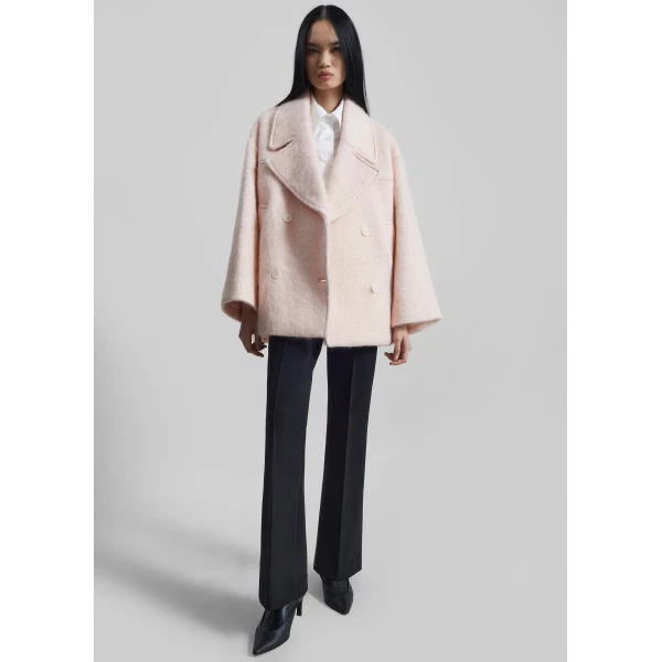 The Frankie Shop Odeone Brushed Wool Peacoat – Faded Pink Coat, view 7