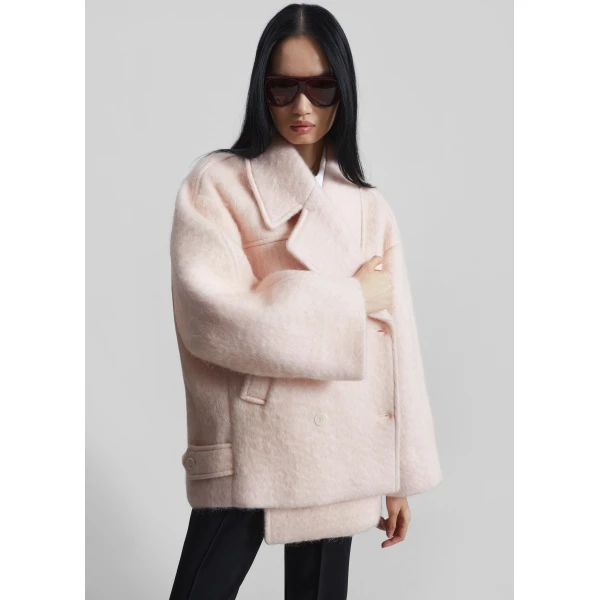The Frankie Shop Odeone Brushed Wool Peacoat – Faded Pink Coat, view 8