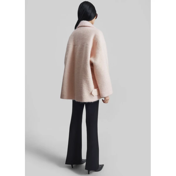 The Frankie Shop Odeone Brushed Wool Peacoat – Faded Pink Coat, view 9
