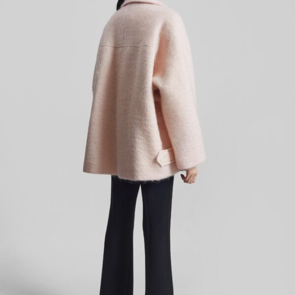 The Frankie Shop Odeone Brushed Wool Peacoat - Faded Pink - Oversized Minimalist Coats in Pink - Shop at Coveti
