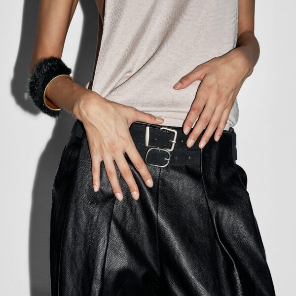 The Frankie Shop Olivet Faux Leather Trousers - Black - Oversized Minimalist Pants in Black - Shop at Coveti
