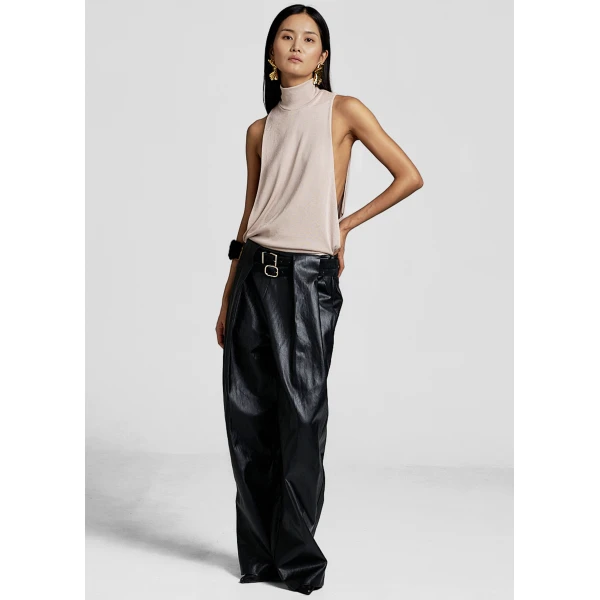 The Frankie Shop Olivet Faux Leather Trousers – Black, view 6