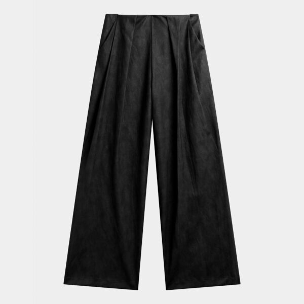 The Frankie Shop Olivet Faux Leather Trousers - Black - Oversized Minimalist Pants in Black - Shop at Coveti