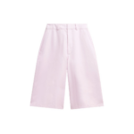 The Frankie Shop Olivia Leather Bermuda Shorts - Faded Pink - Oversized Minimalist Shorts in Pink - Shop at Coveti