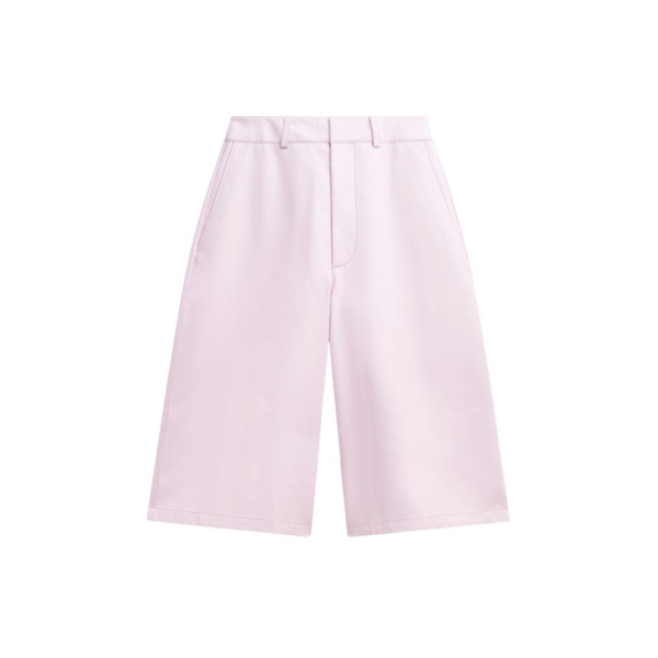 The Frankie Shop Olivia Leather Bermuda Shorts - Faded Pink - Oversized Minimalist Shorts in Pink - Shop at Coveti
