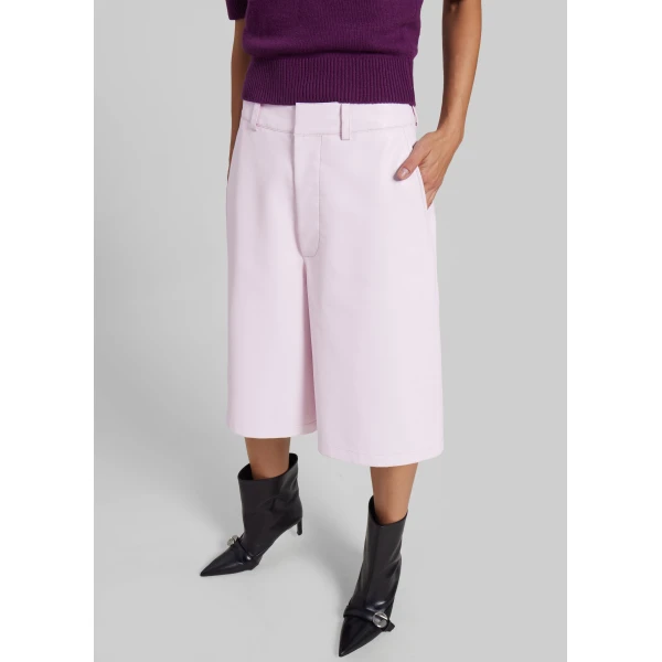 The Frankie Shop Olivia Leather Bermuda Shorts – Faded Pink, view 7