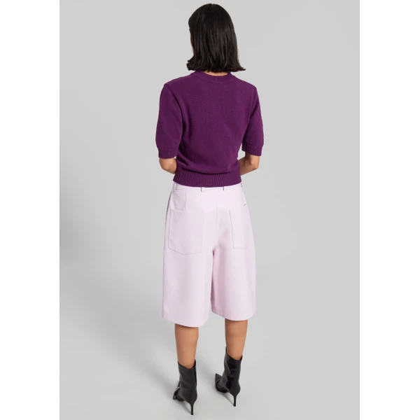 The Frankie Shop Olivia Leather Bermuda Shorts – Faded Pink, view 8