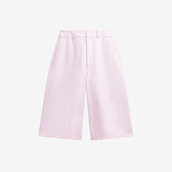 The Frankie Shop Olivia Leather Bermuda Shorts - Faded Pink - Oversized Minimalist Shorts in Pink - Shop at Coveti