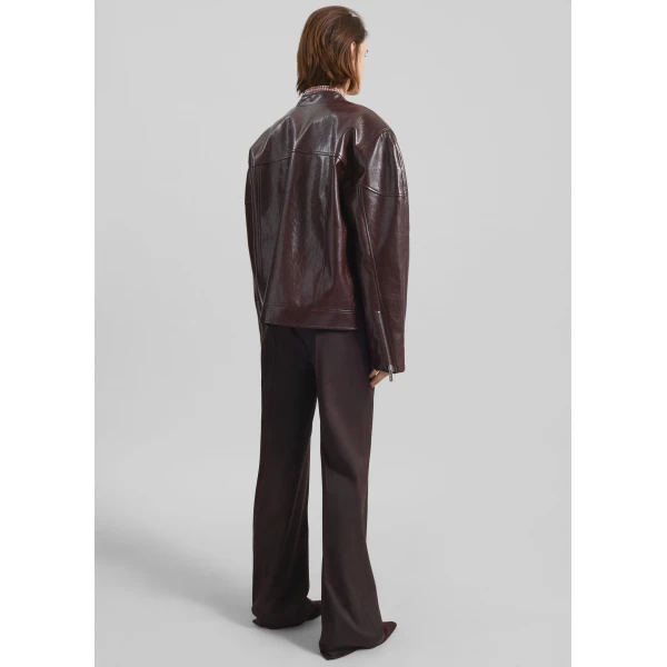 The Frankie Shop Ostend Faux Leather Biker Jacket – Burgundy, view 9