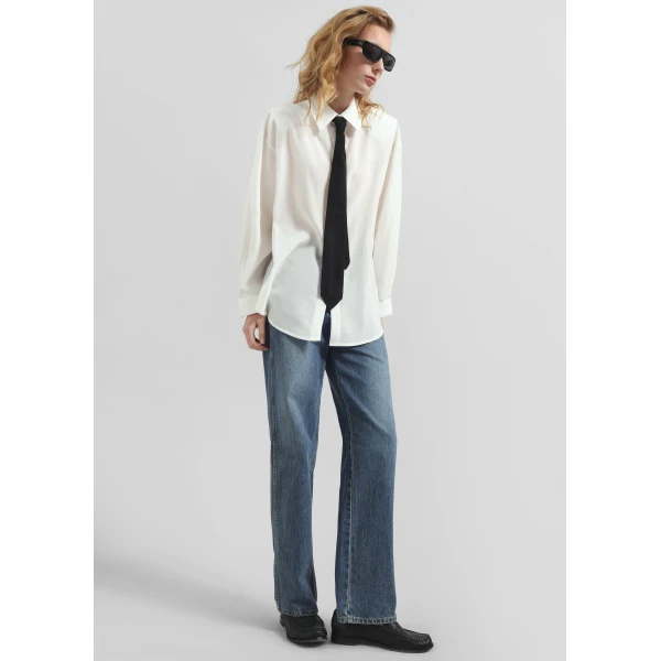The Frankie Shop Patti Neck Tie Shirt – White, view 3