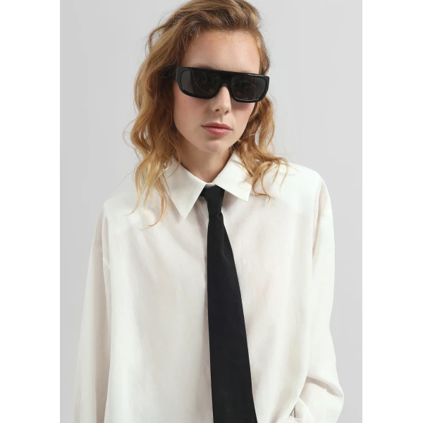 The Frankie Shop Patti Neck Tie Shirt – White, view 4