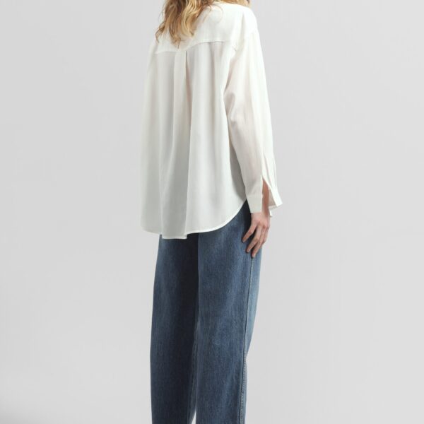 The Frankie Shop Patti Neck Tie Shirt - White - Oversized Minimalist Tops in White - Shop at Coveti